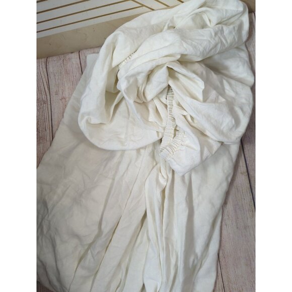 SIMPLE OPULENCE BEDDING Linen Cotton Blend Fitted Sheet White FULL SIZE - Picture 6 of 6